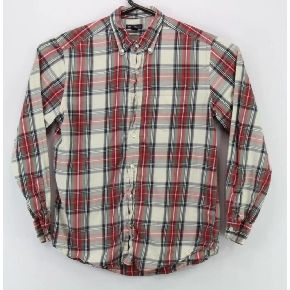 Gap Mens Button Down LS Collared Classic Fit Shirt Medium Multicolor Plaid (2515